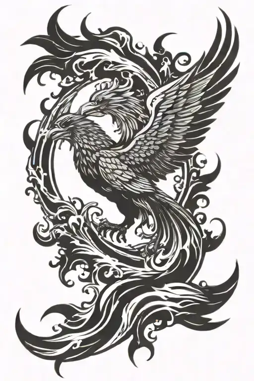 phoenix rising from the ashes tattoo design idea