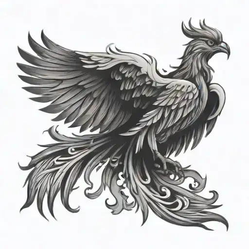 phoenix rising from the ashes representing tattoo design idea