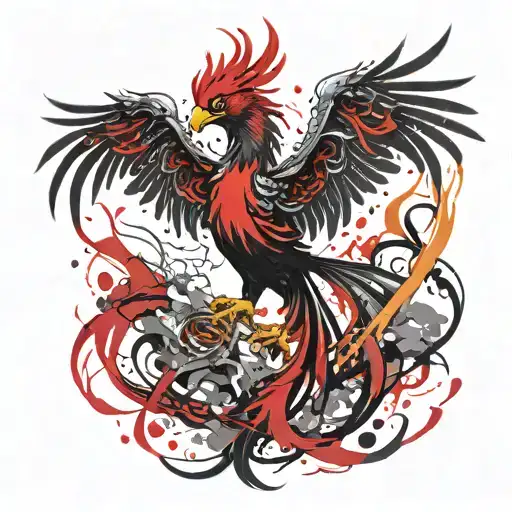 phoenix rising from the ashes representing tattoo design idea