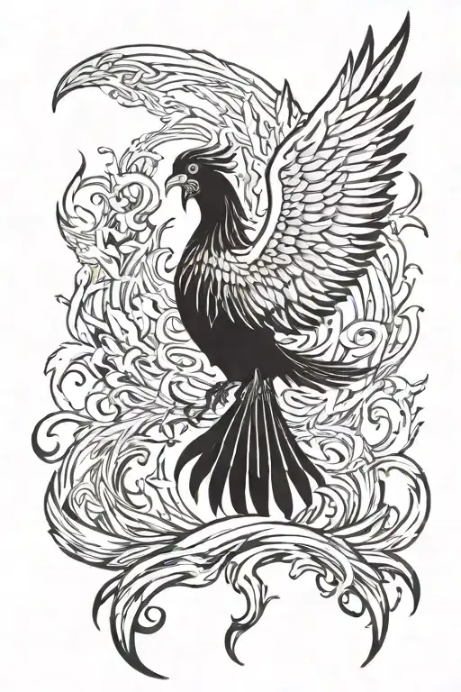phoenix rising from the ashes representing tattoo design idea