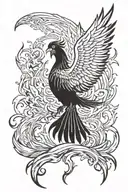 phoenix rising from the ashes representing tattoo design idea