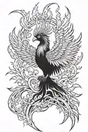 phoenix rising from the ashes representing tattoo design idea