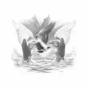 serbian eagle and norwegian white-throated dipper next to each other tattoo design idea