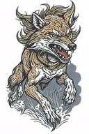 red wolf running  tattoo design idea