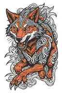 running red wolf full tattoo design idea