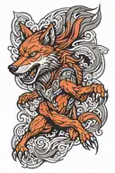 running red wolf full tattoo design idea