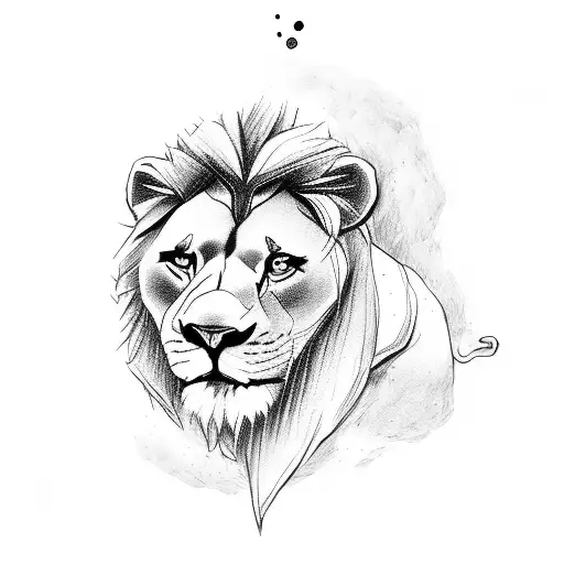 lion holding a teddy bear tattoo design idea