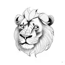 lion holding a teddy bear tattoo design idea