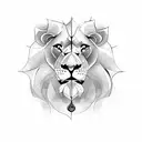 lion with a teddy bear tattoo design idea