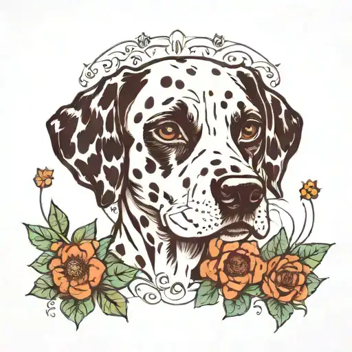 dalmatian cross with plant  tattoo design idea