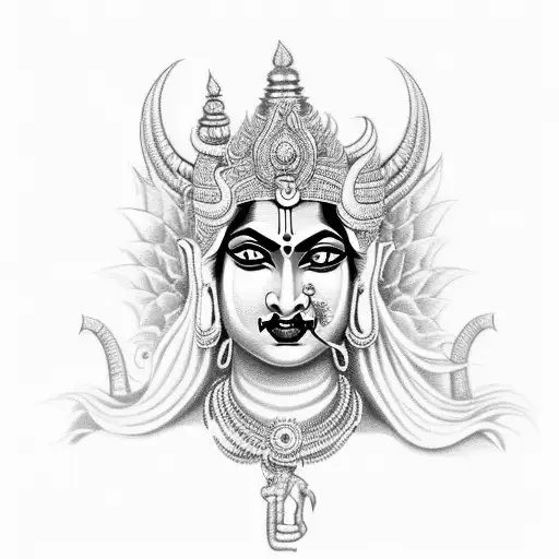 hindu goddess kali in her fierce form tattoo design idea