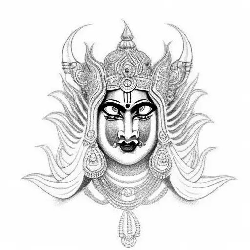hindu goddess kali in her fierce form tattoo design idea