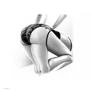 seductive backshot of Megan Fox crawling on her knees,  far shot, she wears high waist and seamless black Nike yoga pant tattoo design idea