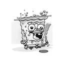 Spongebob fish washing clothes  tattoo design idea