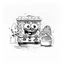 Spongebob fish washing clothes  tattoo design idea
