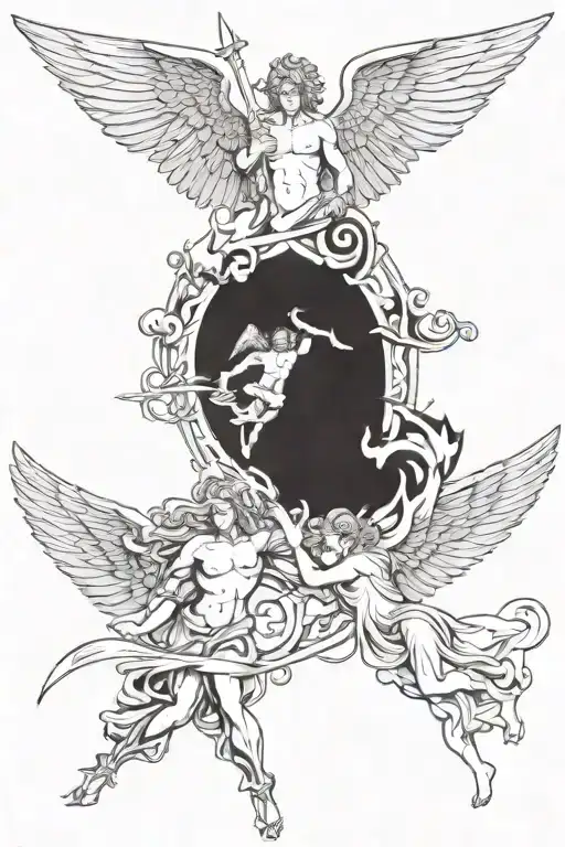 angels vs demons tattoo design idea