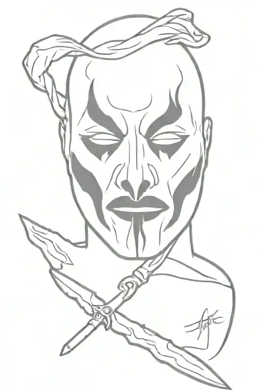 Ghostface mask and knife fine line tattoo tattoo design idea