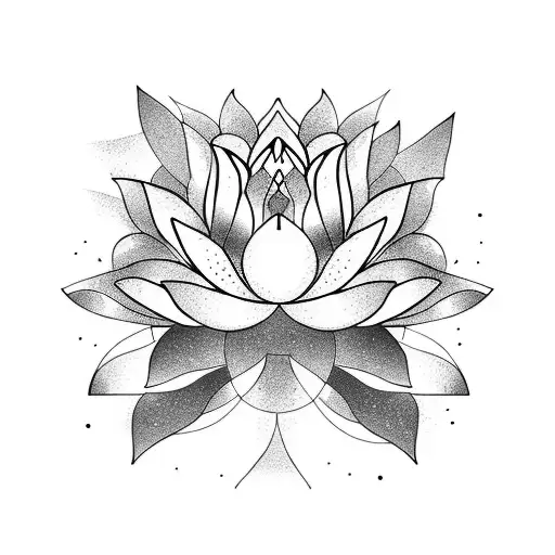 A mystical moonlit scene of a lotus bud blooming amidst a mesmerizing dance performance tattoo design idea