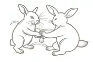 rabbit and bear cub playing together tattoo design idea