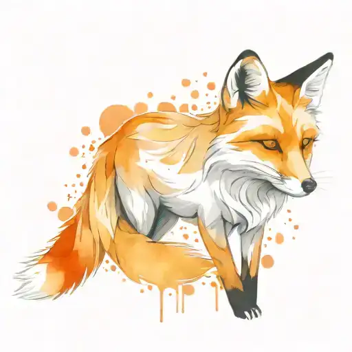 tattoo design combining wishes: Fox: I depicted the fox in a watercolor style with bright shades of orange, white and tattoo design idea