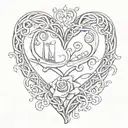 heart shaped fishing hooks with the name Luke 10:19 bible tattoo design idea