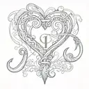 heart shaped fishing hooks with the name Luke 10:19 bible tattoo design idea