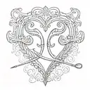 heart shaped fishing hooks with the name Luke 10:19 bible tattoo design idea