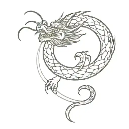 korean traditional dragon and moon tattoo design idea