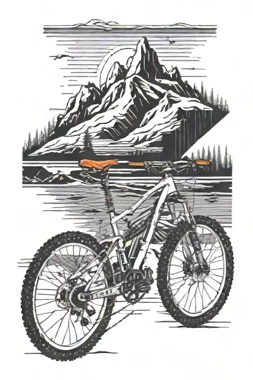 Mountain bike and hiking and traffic cone  tattoo design idea