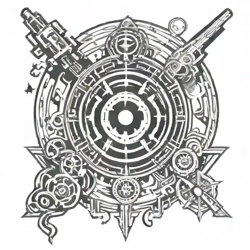 a tattoo sleeve for the upper arm and shoulder that has many of the sci fi logos like the Star Wars rebel alliance crest tattoo design idea