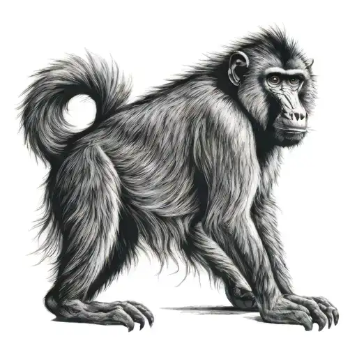 cold baboon tattoo design idea