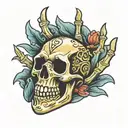 skeleton shaka hand sign tattoo design idea