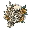 skeleton shaka hand sign tattoo design idea