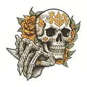 skeleton shaka hand sign tattoo design idea