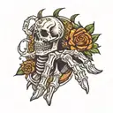 skeleton shaka hand sign tattoo design idea