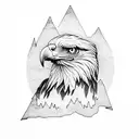 eagle head in a mountain silhouette  tattoo design idea