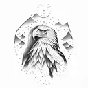 eagle head in a mountain silhouette  tattoo design idea