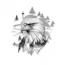 eagle head in a mountain silhouette  tattoo design idea