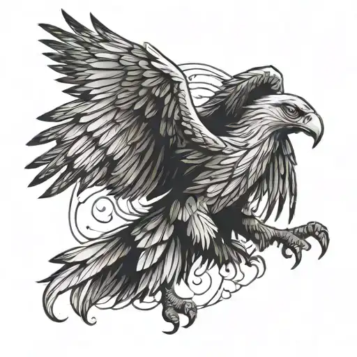 eagle with its wings spread and talons showing tattoo design idea
