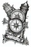 compass and London Bridge  tattoo design idea