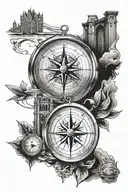 compass and London Bridge  tattoo design idea