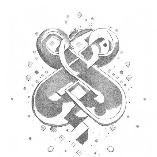 A minimalistic key and ampersand design tattoo design idea