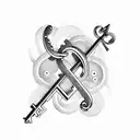 A minimalistic key and ampersand design tattoo design idea