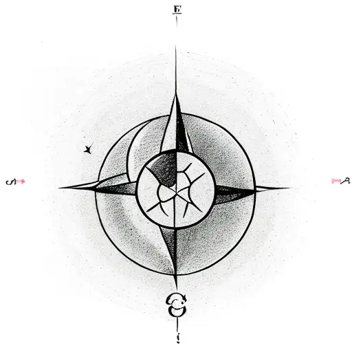 classic half moon with face. Compass coordinates in the background tattoo design idea