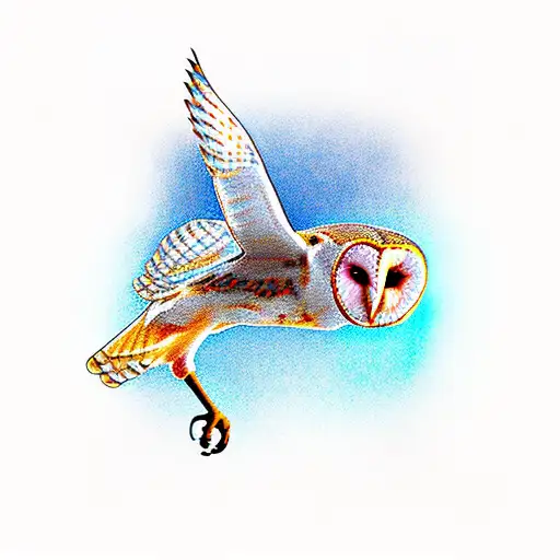 barn owl  flying  tattoo design idea