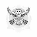 barn owl  flying  tattoo design idea