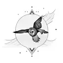 barn owl  flying  tattoo design idea