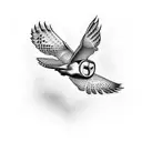 barn owl  flying  tattoo design idea
