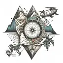 mountains and navigation  tattoo design idea