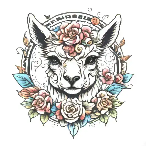 chic Alpaca tattoo design idea